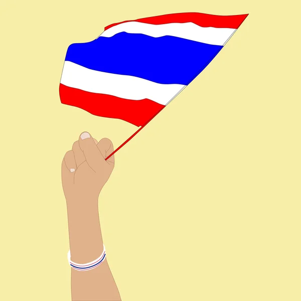 Ludzką ręką z Tajlandii flaga mankiet — Wektor stockowy
