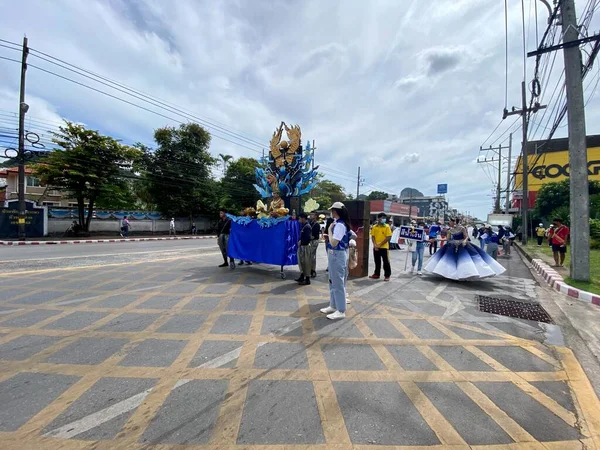 Phatthalung Thailand August 2022 Sports Parade Phatthalung School Ramesuan Road — Foto de Stock