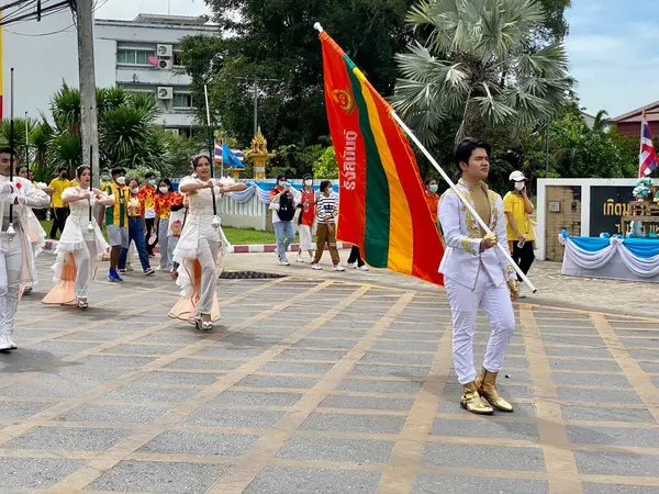 Phatthalung Thailand August 2022 Sports Parade Phatthalung School Ramesuan Road — Foto Stock