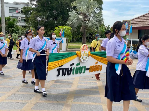 Phatthalung Thailand August 2022 Sports Parade Phatthalung School Ramesuan Road — Stockfoto