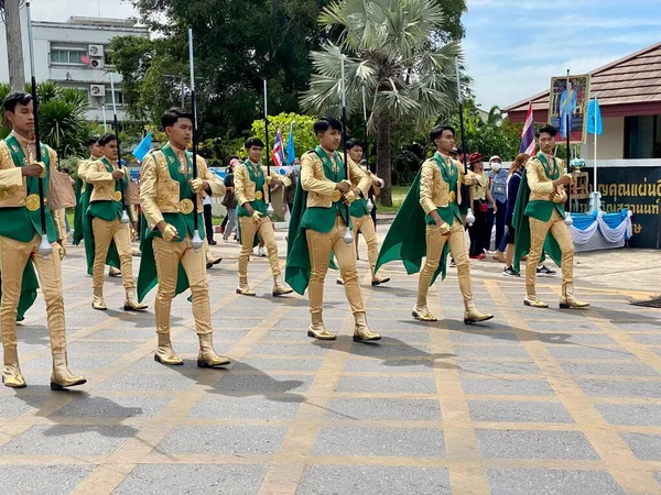 Phatthalung Thailand August 2022 Sports Parade Phatthalung School Ramesuan Road — Foto Stock