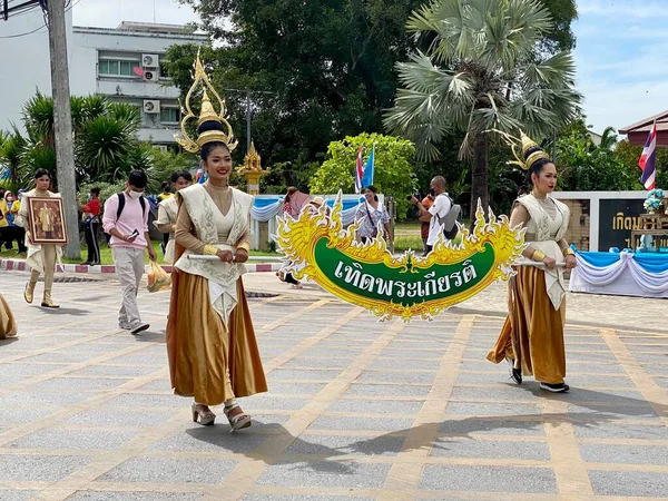 Пхаттхалунг Таиланд Августа 2022 Года Спортивный Парад Школы Пхаттхалунг Через — стоковое фото