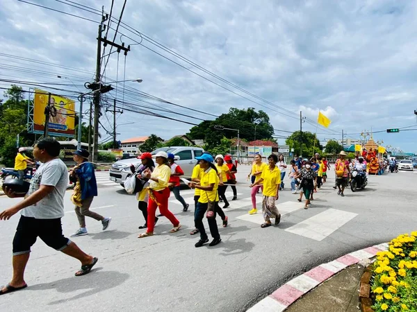 Chak Phra Tradición Durante Festival Cuaresma Budista Provincia Phatthalung Tailandia — Foto de Stock