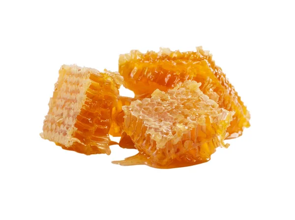 Pieces Honeycomb Isolated White Background Selective Focus — Stock Photo, Image