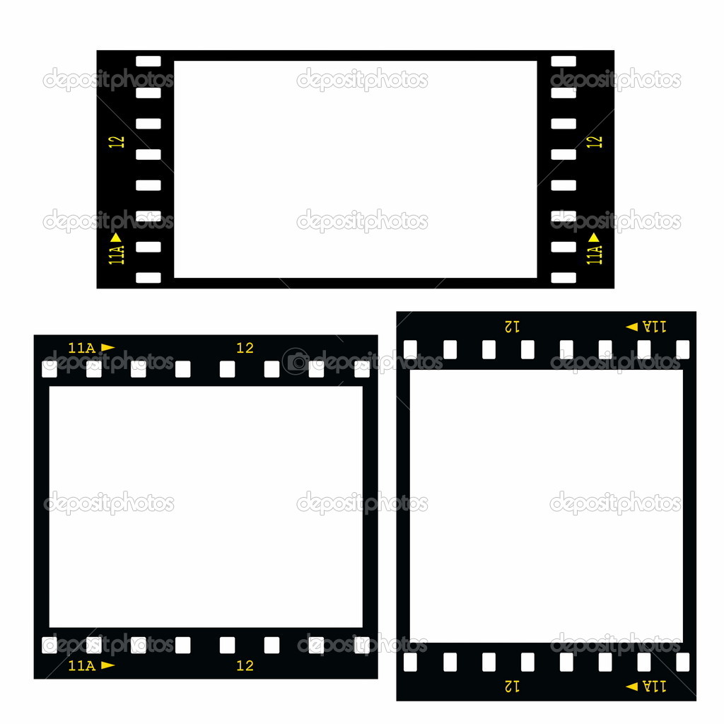 Set blank film strip isolated on white background