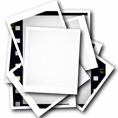 Beyaz arka plan üzerinde izole boş film şeridi çerçeve fotoğraf