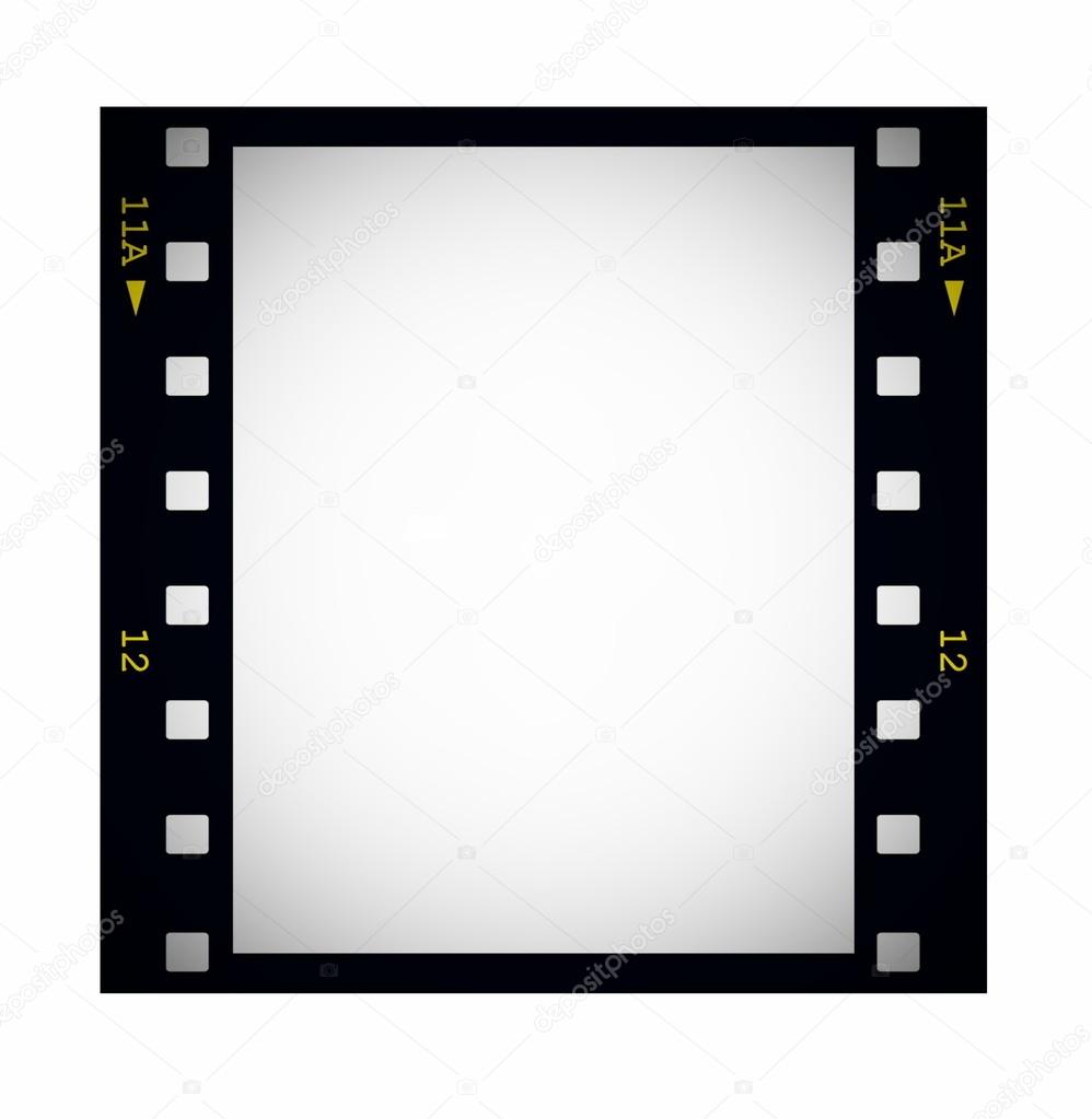 Photo, blank film strip frame isolated on white
