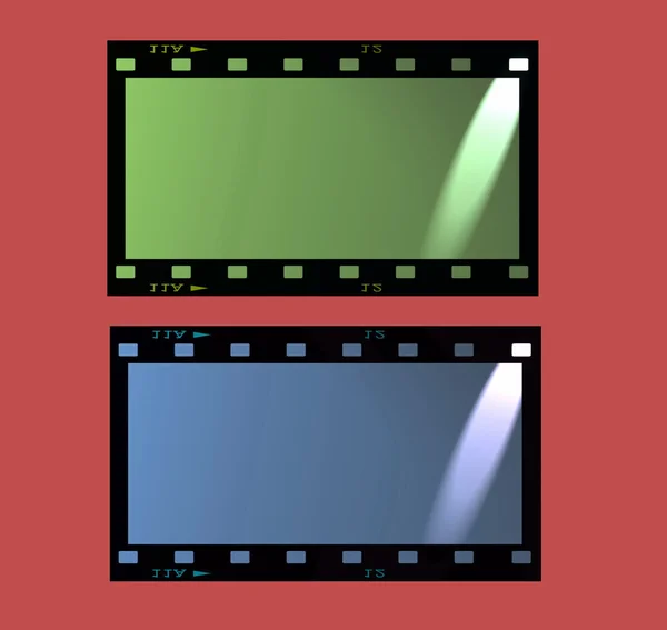 Blank film strip frame isolated on red background — Stock Photo, Image