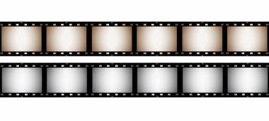 35 mm film şeridi, beyaz zemin üzerine, doku izole