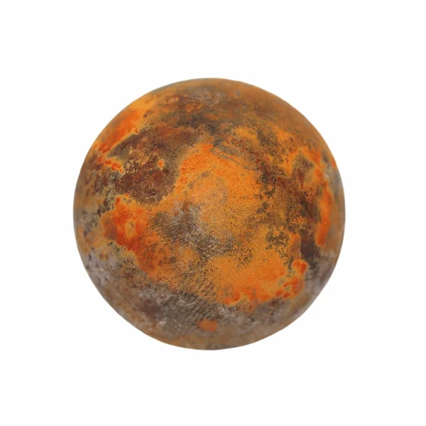 Bola de metal de hierro oxidado aislada sobre fondo blanco —  Fotos de Stock