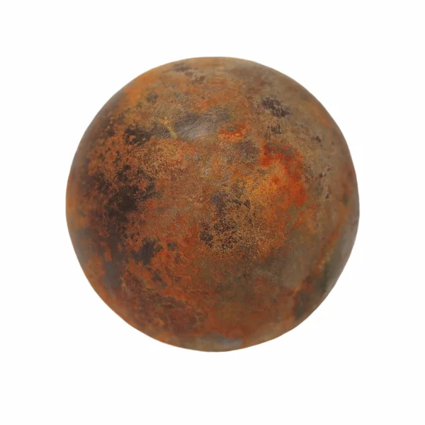 Rusty iron metal ball isolated on white background — Stock Photo, Image