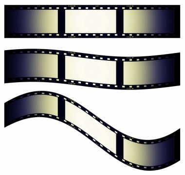 küme boş film şeridi çerçeve üzerinde beyaz izole