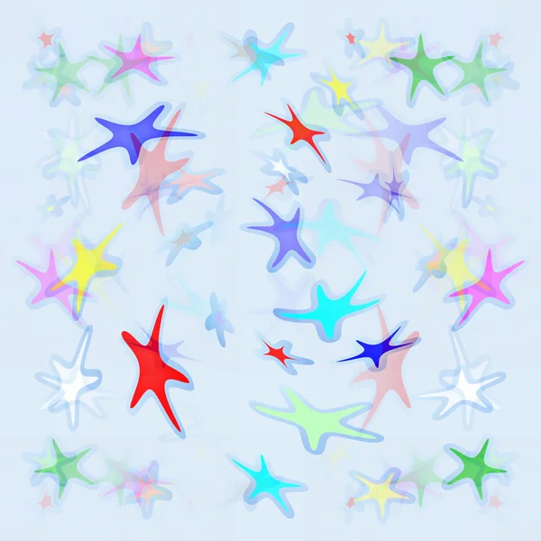 Seamless colorful stars with blue background — Stock Photo, Image