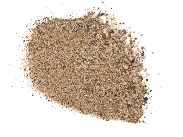 Macro pile sand isolated on white backgrounds ( river sand ) — Stock Photo, Image