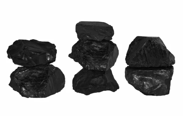 Pile black coal isolated on white background — Stock Photo, Image