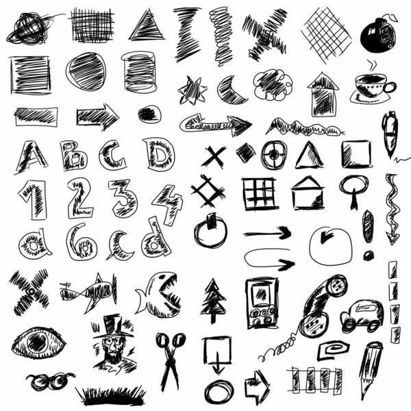 Set doodle abstract business icons — Stock Photo, Image