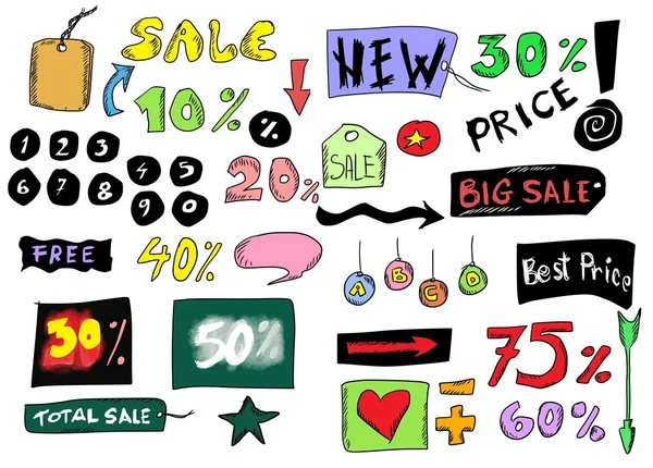 Πολύχρωμο doodles πώληση — Stockfoto