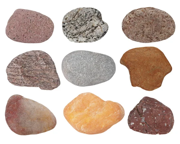 Coleção Pedras isoladas sobre fundo branco — Fotografia de Stock
