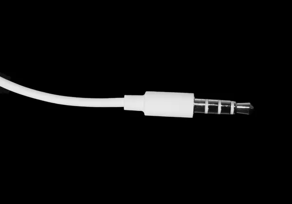 White Headphone jack plug isolated on black background — Stock Photo, Image