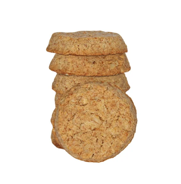 Biscoito integral redondo isolado sobre fundo branco — Fotografia de Stock