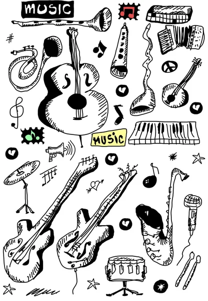 Instrumentos musicais Doodle — Fotografia de Stock