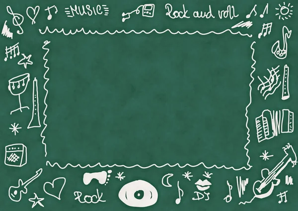 Doodle music, school chalkboard background and texture — Stock Photo, Image