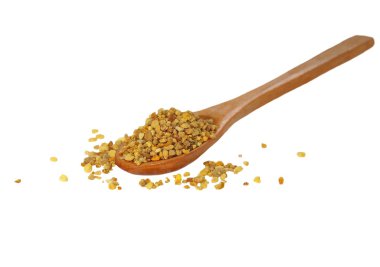 Bee pollen in spoon isolated on white background clipart