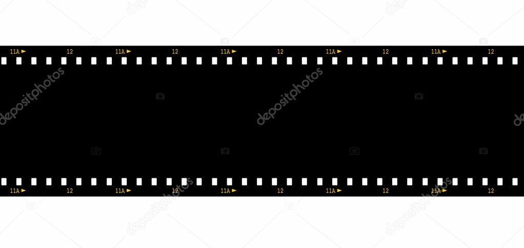 Cinema film strip black blank isolated on white background