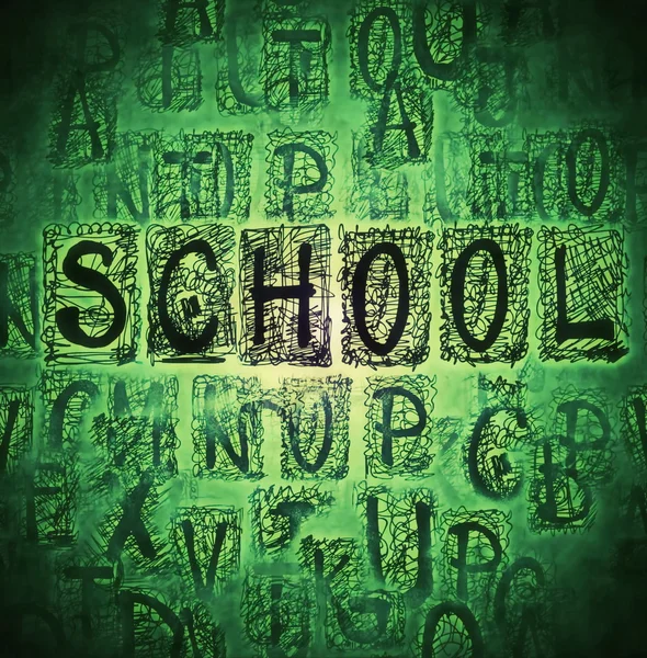 Schule Doodle nahtlose grüne Kreidetafel Hintergrund — Stockfoto