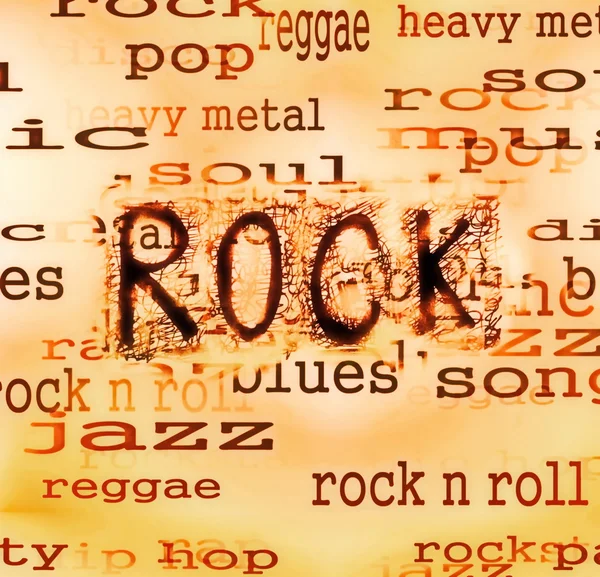 Concept Rock fundo palavra música e textura — Fotografia de Stock