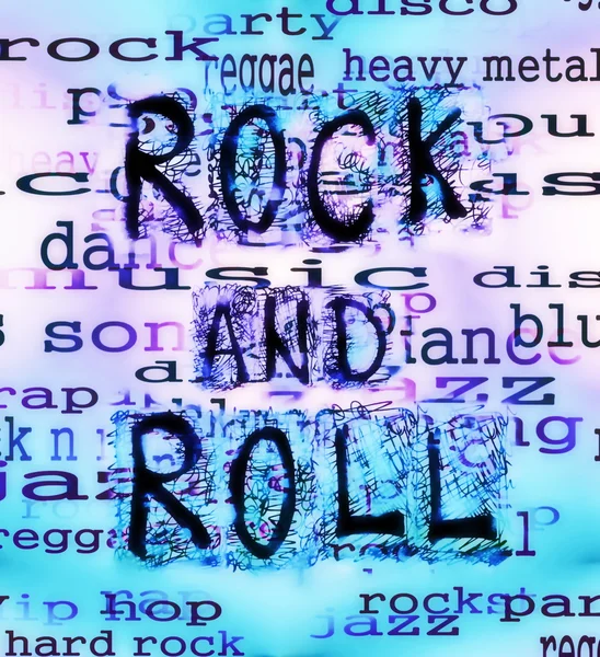 Concepto Rock and roll doodle palabra fondos y textura — Foto de Stock