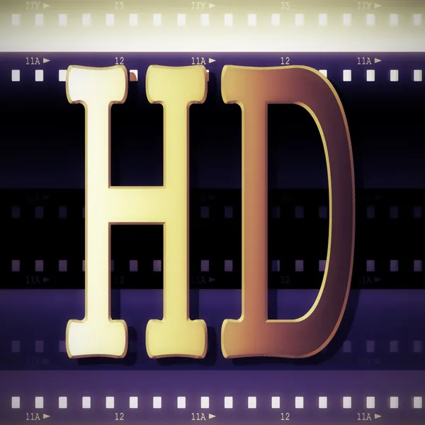 3D HD symbole d'or sur fond de bande de film — Photo