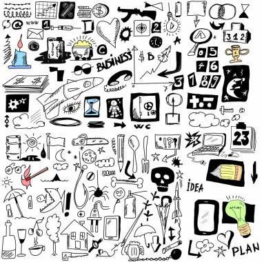 tasarım öğeleri doodle, çizilen illüstrasyon iş ver.