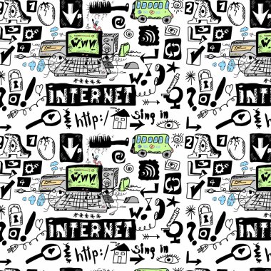 doodle sorunsuz web desen, çizim arka plan el