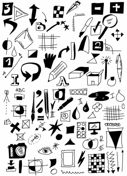 Doodle tekening apparatuur en pictogrammen — Stok fotoğraf