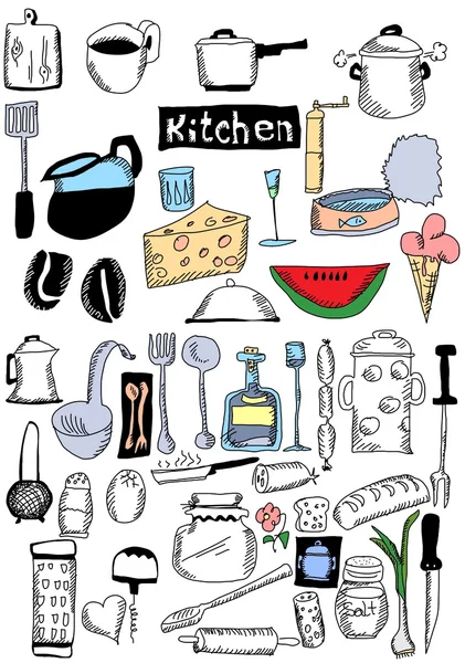 Doodle kitchen and food — Stock Photo, Image