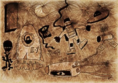 set arka plan boşluk retro doodles
