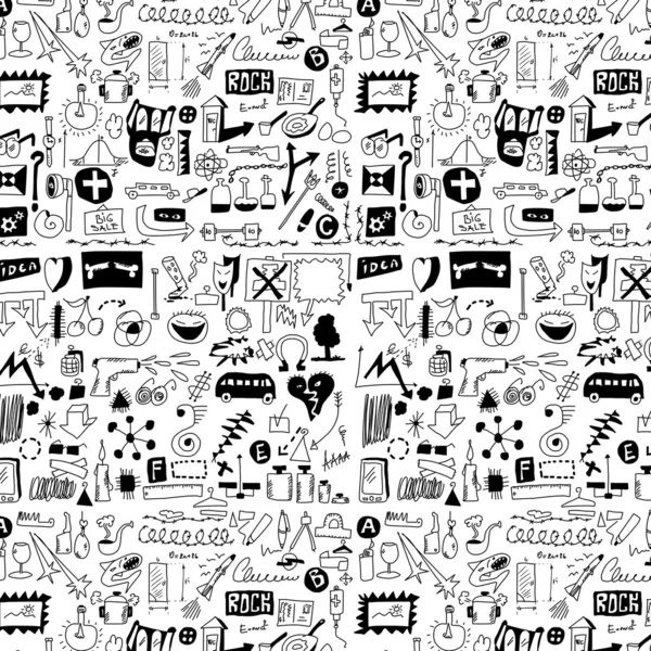 Big set simplified design elements doodle icons, hand drawn background — Stock Photo, Image