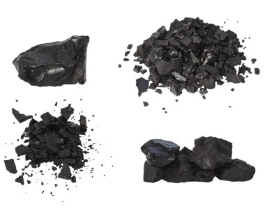 Beyaz arka plan üzerinde izole kazık siyah kömür ayarla