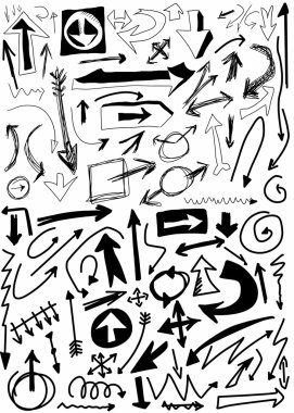 Beyaz, elle çizilmiş izole doodled okları