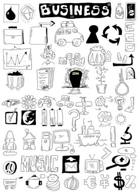 iş doodle tasarım öğeleri, el çizilen illüstrasyon