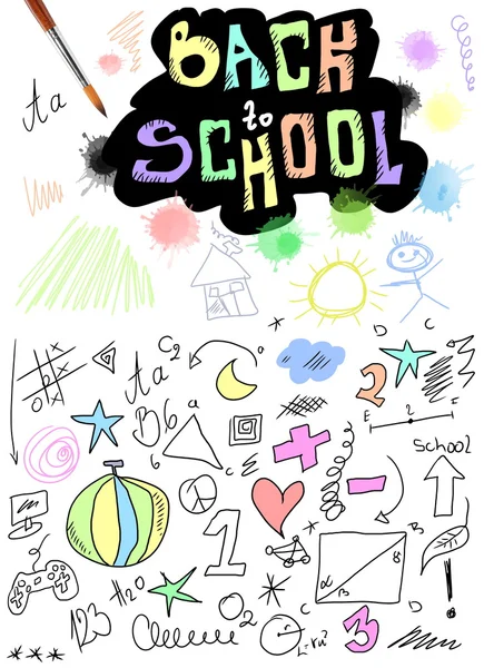 Terug naar school, doodle school symbolen geïsoleerd op wit — Stockfoto