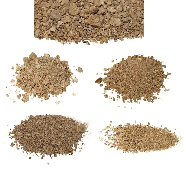 Set pile dry dirt isolated on white background — Stock Photo, Image