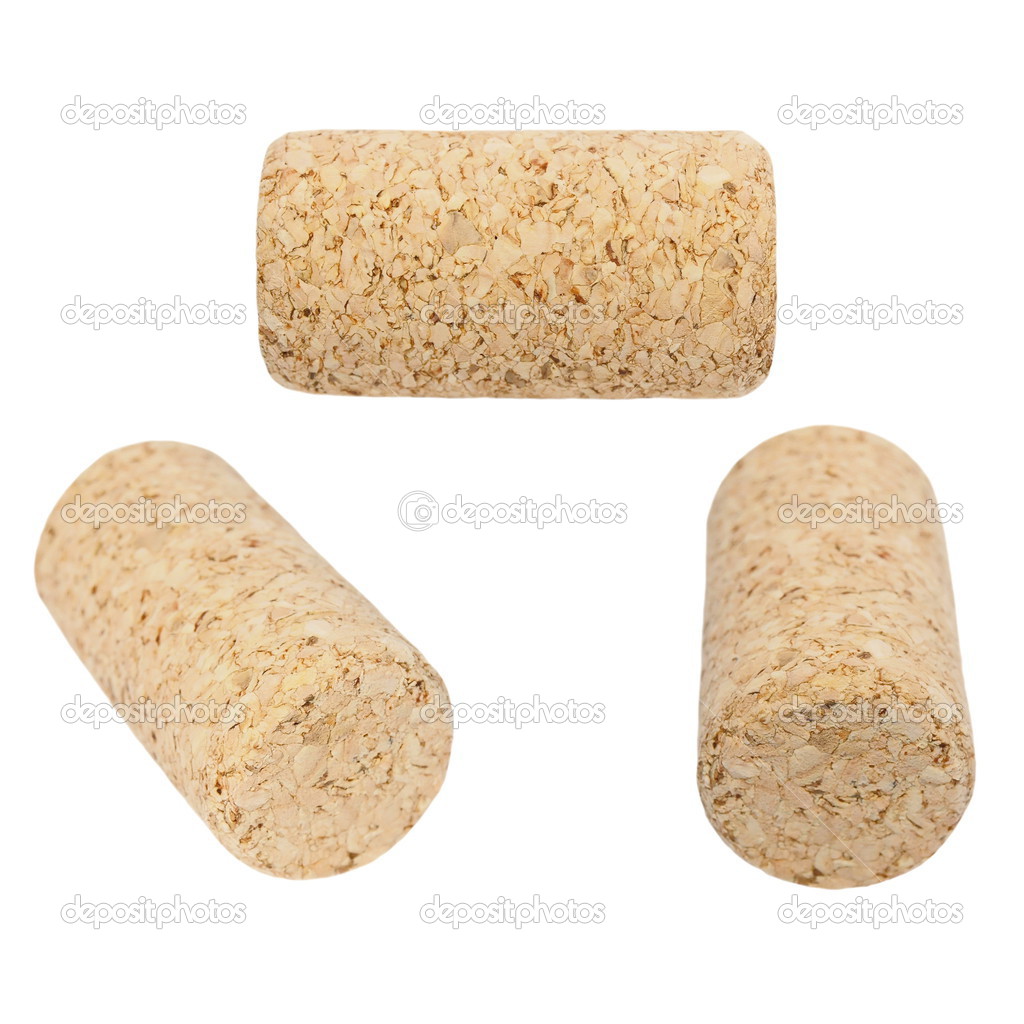 Set wine corks isolated on white background