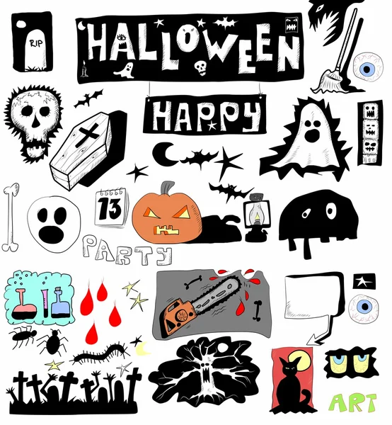 Doodle de Halloween conjunto de elementos — Fotografia de Stock