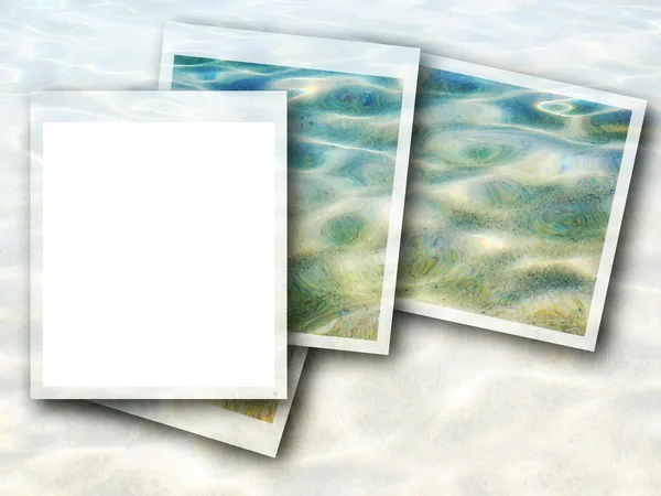 Lege foto frame en blauwe zee golven achtergrond — Stockfoto