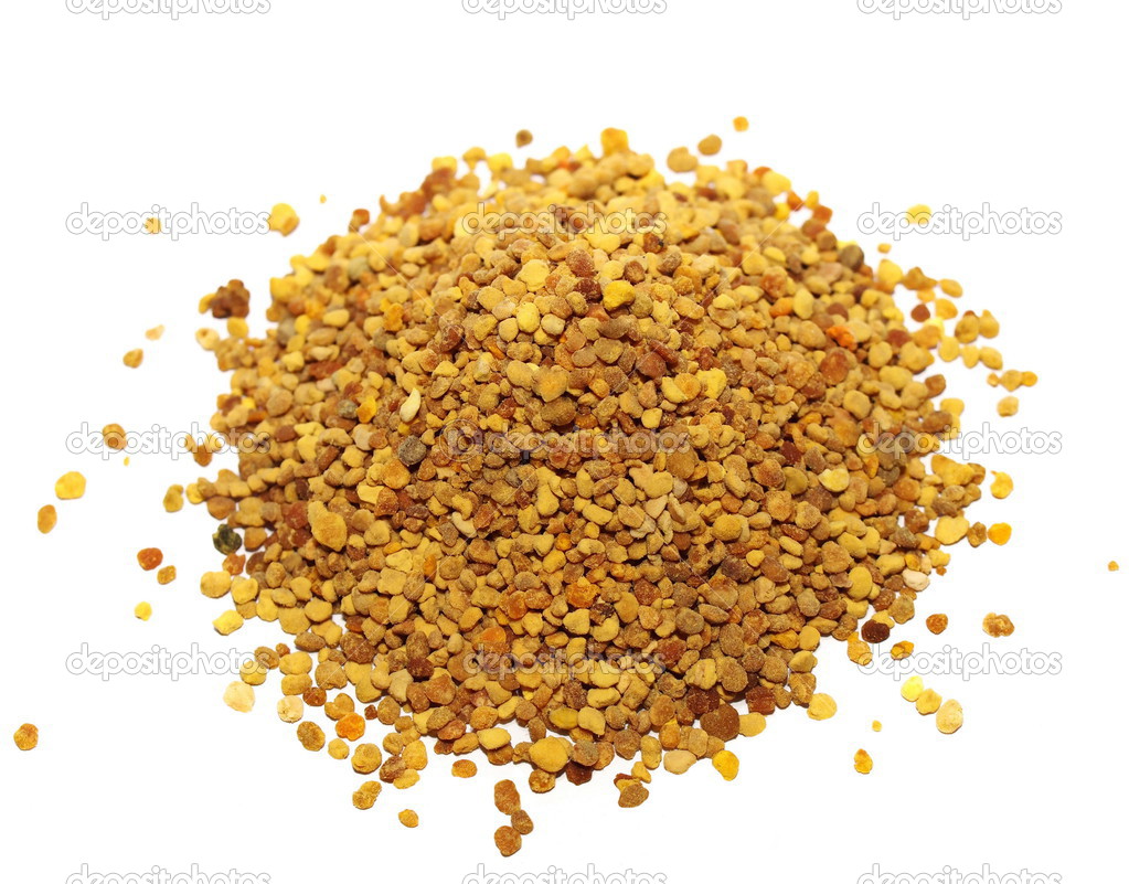 Pile bee pollen on white background