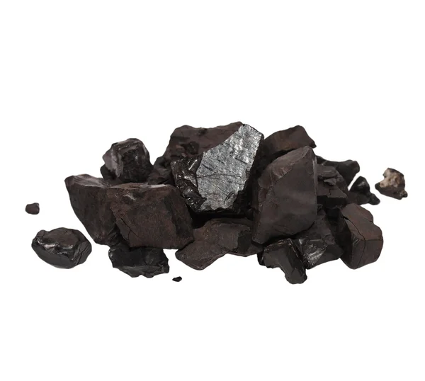 하얀 배경에 분리되어 있는 담황색 석탄 — 스톡 사진