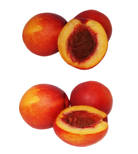 Set nectarine fruit isolated on white background, with clipping path — Stock Photo, Image