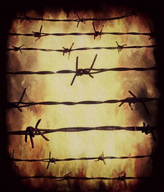 kavramı eski paslı güvenlik dikenli tel çit